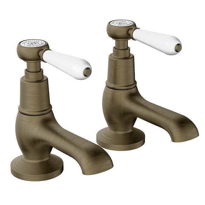 Trafalgar Lever Pillar Basin Taps (Pair) Antique Brass