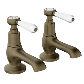 Trafalgar Lever Pillar Basin Taps (Pair) Antique Brass