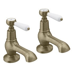 Trafalgar Lever Pillar Basin Taps (Pair) Antique Brass