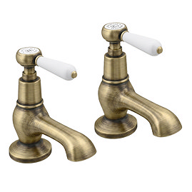 Trafalgar Lever Pillar Basin Taps (Pair) Antique Brass