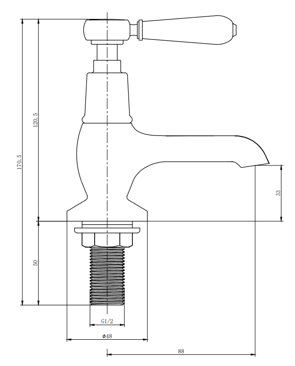 Trafalgar Traditional Lever Pillar Basin Taps (Pair) Brushed Brass