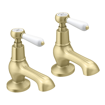 Trafalgar Lever Pillar Basin Taps (Pair) Brushed Brass