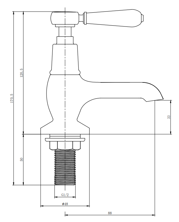 Trafalgar Lever Pillar Basin Taps (Pair) Matt Black with Black Levers