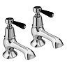 Trafalgar Lever Pillar Bath Taps Chrome & Black (Pair)