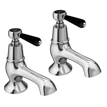 Trafalgar Lever Pillar Bath Taps Chrome & Black (Pair)