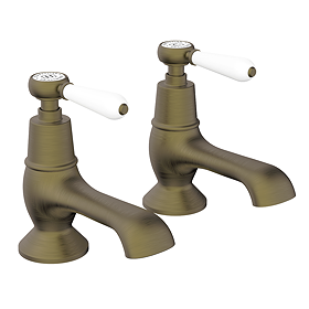 Trafalgar Lever Pillar Bath Taps (Pair) Antique Brass