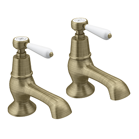 Trafalgar Lever Pillar Bath Taps (Pair) Antique Brass