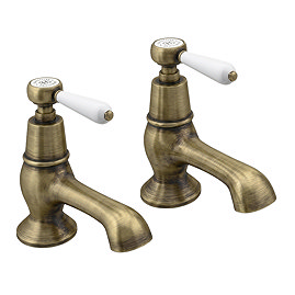 Trafalgar Lever Pillar Bath Taps (Pair) Antique Brass