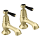 Trafalgar Lever Pillar Bath Taps (Pair) Brushed Brass with Black Levers