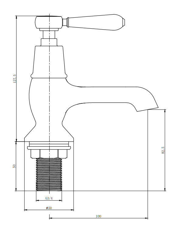 Trafalgar Lever Pillar Bath Taps (Pair) Brushed Brass