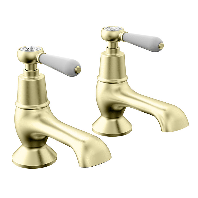 Trafalgar Lever Pillar Bath Taps (Pair) Brushed Brass