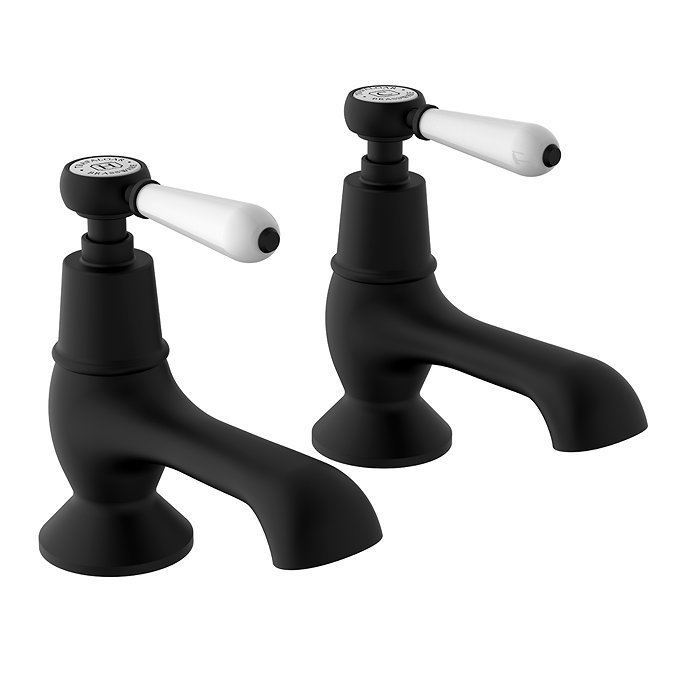 Trafalgar Lever Pillar Bath Taps (Pair) Matt Black