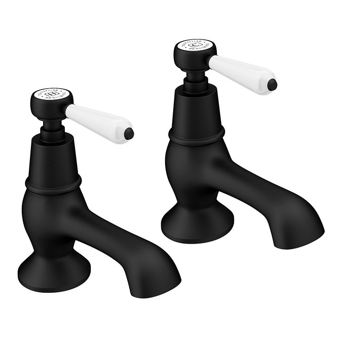 Trafalgar Lever Pillar Bath Taps (Pair) Matt Black