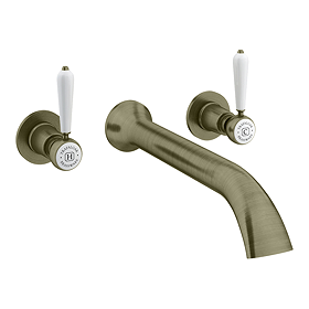 Trafalgar Lever Wall Mounted Bath Spout and Stop Taps - Antique Brass