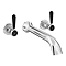 Trafalgar Lever Wall Mounted Bath Spout and Stop Taps Chrome with Black Indices