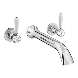 Trafalgar Lever Wall Mounted Bath Spout and Stop Taps - Chrome
