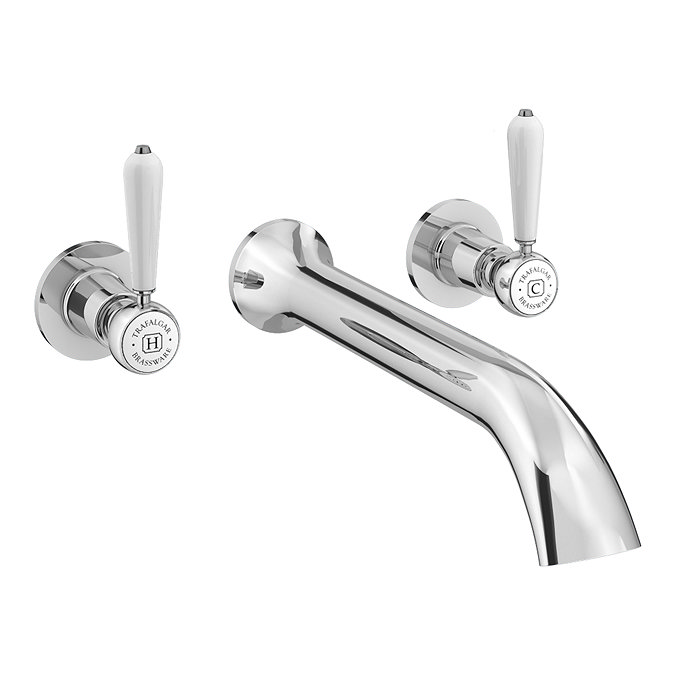 Trafalgar Lever Wall Mounted Bath Spout and Stop Taps - Chrome