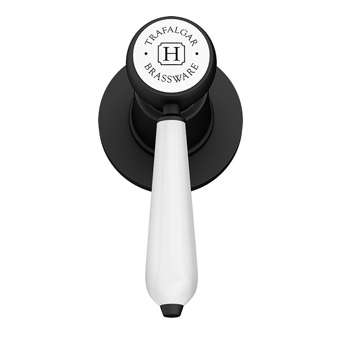 Trafalgar Lever Wall Mounted Bath Spout and Stop Taps - Matt Black