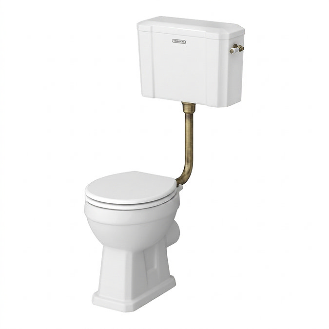 Trafalgar Low Level Toilet with Soft Close Seat - Antique Brass - Traditional Ceramic WC