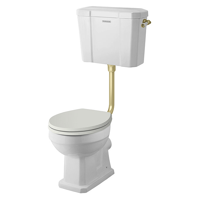 Trafalgar Low Level Toilet with Soft Close Seat - Brushed Brass - Traditional Ceramic WC