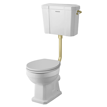 Trafalgar Low Level Toilet with Soft Close Seat - Brushed Brass - Traditional Ceramic WC