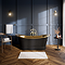 Trafalgar Matt Black 1700 x 710mm Double Ended Roll Top Slipper Bath (Polished Brass Inside)