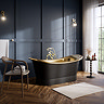 Trafalgar Matt Black 1700 x 710mm Double Ended Roll Top Slipper Bath (Polished Brass Inside)