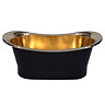 Trafalgar Matt Black 1700 x 710mm Double Ended Roll Top Slipper Bath (Polished Brass Inside) 