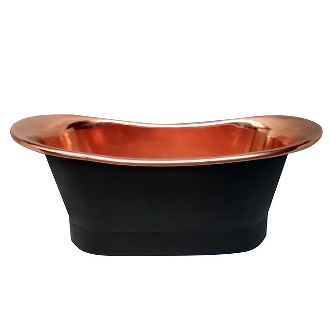 Trafalgar Matt Black 1700 x 710mm Double Ended Slipper Roll Top Bath Tub (Copper Inside)  Feature La