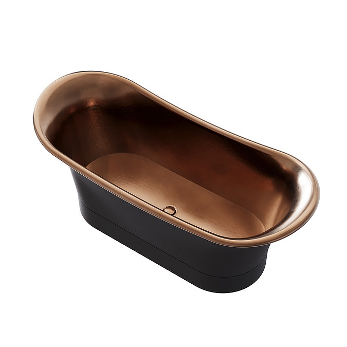Trafalgar Matt Black 1700 x 710mm Double Ended Slipper Roll Top Bath Tub (Copper Inside)