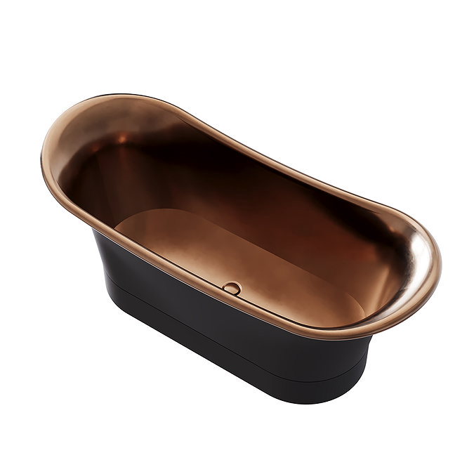 Trafalgar Matt Black 1700 x 710mm Double Ended Slipper Roll Top Bath Tub (Copper Inside)