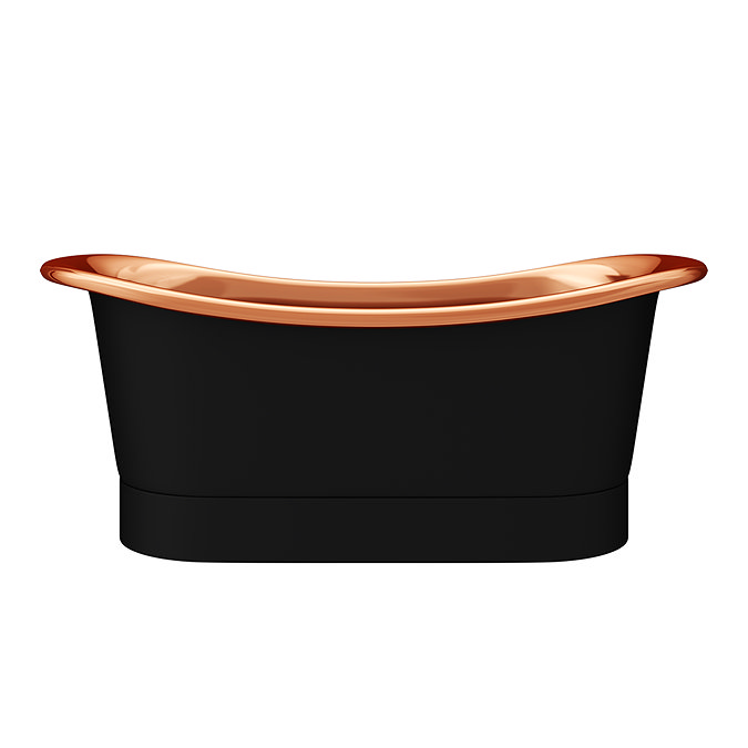 Trafalgar Matt Black 1700 x 710mm Double Ended Slipper Roll Top Bath Tub (Copper Inside)  Standard L