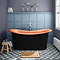 Trafalgar Matt Black 1700 x 710mm Double Ended Slipper Roll Top Bath Tub (Copper Inside)