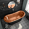 Trafalgar Matt Black 1700 x 710mm Double Ended Slipper Roll Top Bath Tub (Copper Inside)