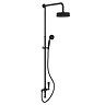 Trafalgar Matt Black Dual Exposed Shower Valve with Rigid Riser Kit, 195mm Round Head, Handshower & Diverter