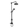Trafalgar Matt Black Dual Exposed Shower Valve with Rigid Riser Kit, 195mm Round Head, Handshower & Diverter