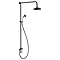 Trafalgar Matt Black Dual Exposed Thermostatic Valve with Rigid Riser Kit, 200mm Shower Head, Handshower & Diverter