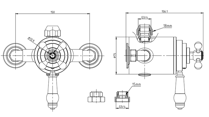 Trafalgar Matt Black Dual Exposed Thermostatic Valve with Rigid Riser Kit, 200mm Shower Head, Handshower & Diverter