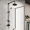 Trafalgar Matt Black Dual Exposed Shower Valve with Rigid Riser Kit, 200mm Round Apron Head, Handshower & Diverter