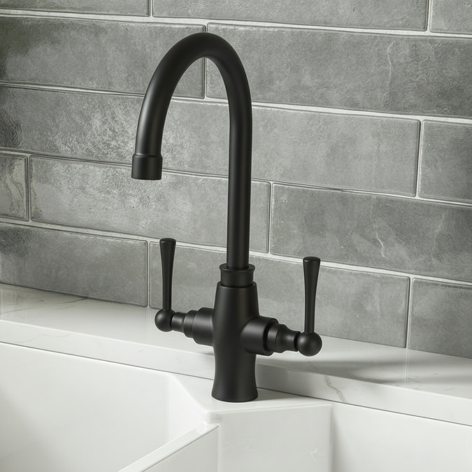 Bower Trafalgar Dual Lever Kitchen Mixer Tap - Matt Black