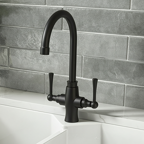 Bower Trafalgar Dual Lever Kitchen Mixer Tap - Matt Black