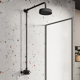 Trafalgar Matt Black Traditional Dual Exposed Thermostatic Valve with Rigid Riser Kit