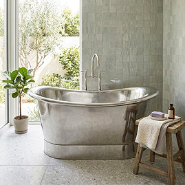 Trafalgar Nickel 1500 x 710mm Double Ended Slipper Roll Top Bath Tub