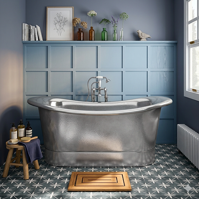 Trafalgar Nickel 1700 x 710mm Double Ended Slipper Roll Top Bath Tub