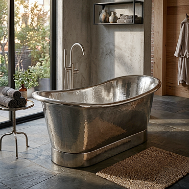 Trafalgar Nickel 1700 x 710mm Double Ended Slipper Roll Top Bath Tub