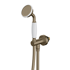 Trafalgar Outlet Elbow with Parking Bracket, Flex & Handset - Antique Brass