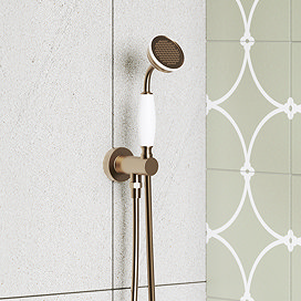 Trafalgar Outlet Elbow with Parking Bracket, Flex & Handset - Antique Brass