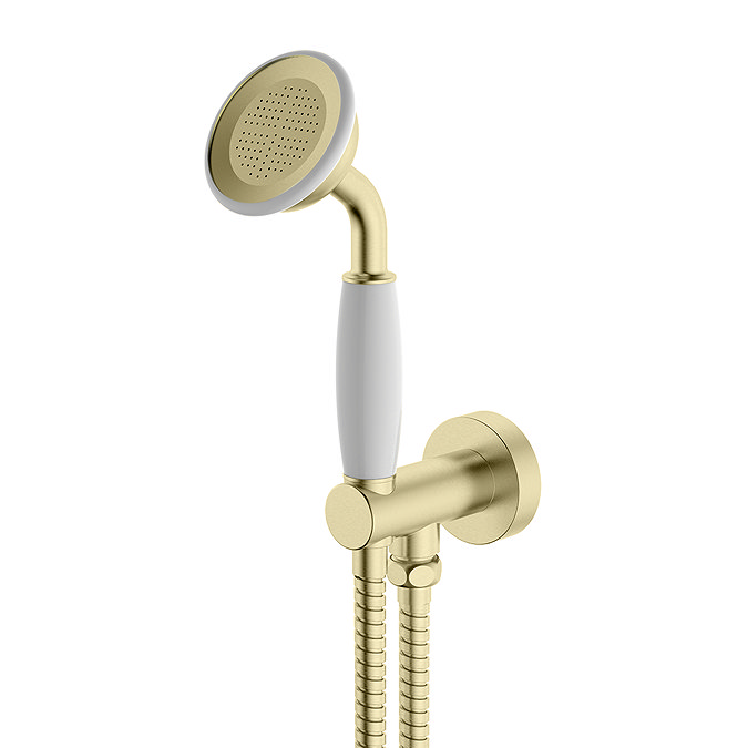 Trafalgar Outlet Elbow with Parking Bracket, Flex & Handset - Brushed Brass