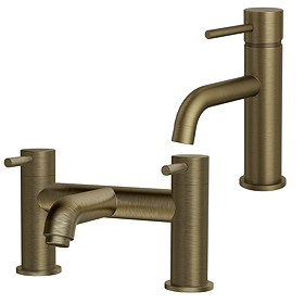 Trafalgar Round Antique Brass Tap Package (Bath + Basin Tap)