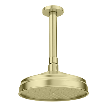 Trafalgar Traditional 200mm Shower Head with Ceiling Mounted Arm - Brushed Brass